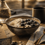 Petit dejeuner flocon d'avoine fromage blanc bol