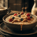 Porridge protéiné onctueux avec fruits et amandes