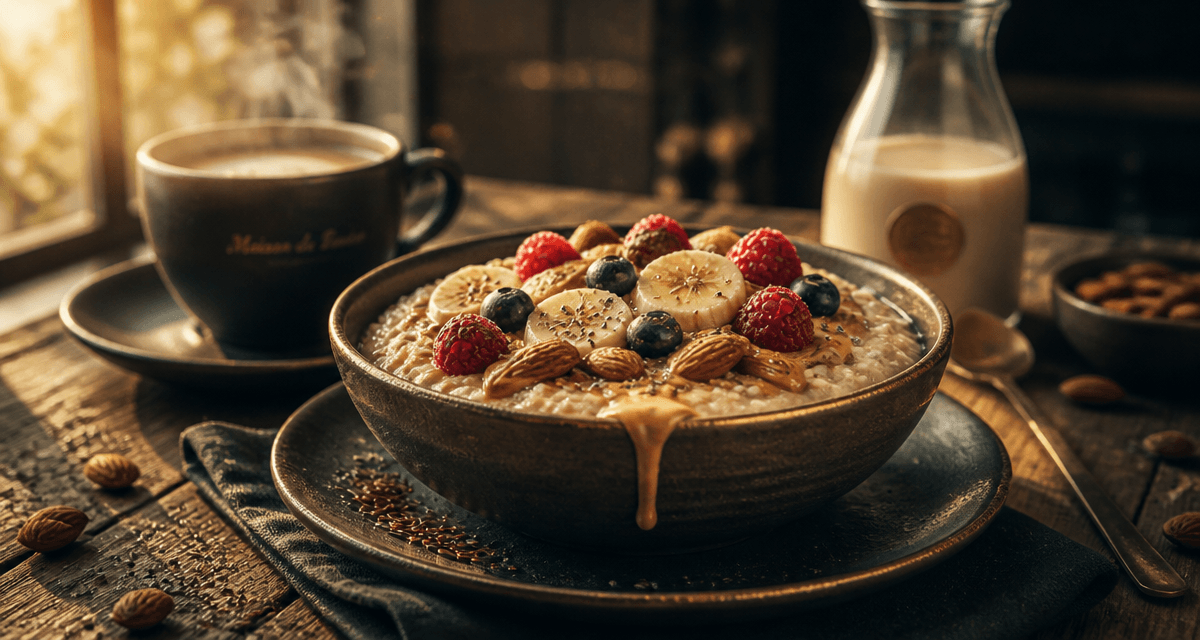 Porridge protéiné onctueux avec fruits et amandes