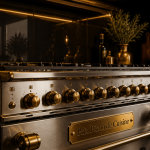 prix piano cuisine inox laiton boutons dorés