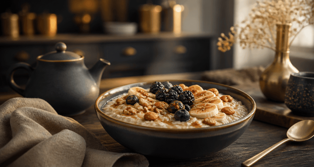 Recette de porridge avec fruits frais et noix