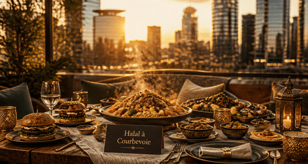 restaurant halal courbevoie table terrasse plats gourmets