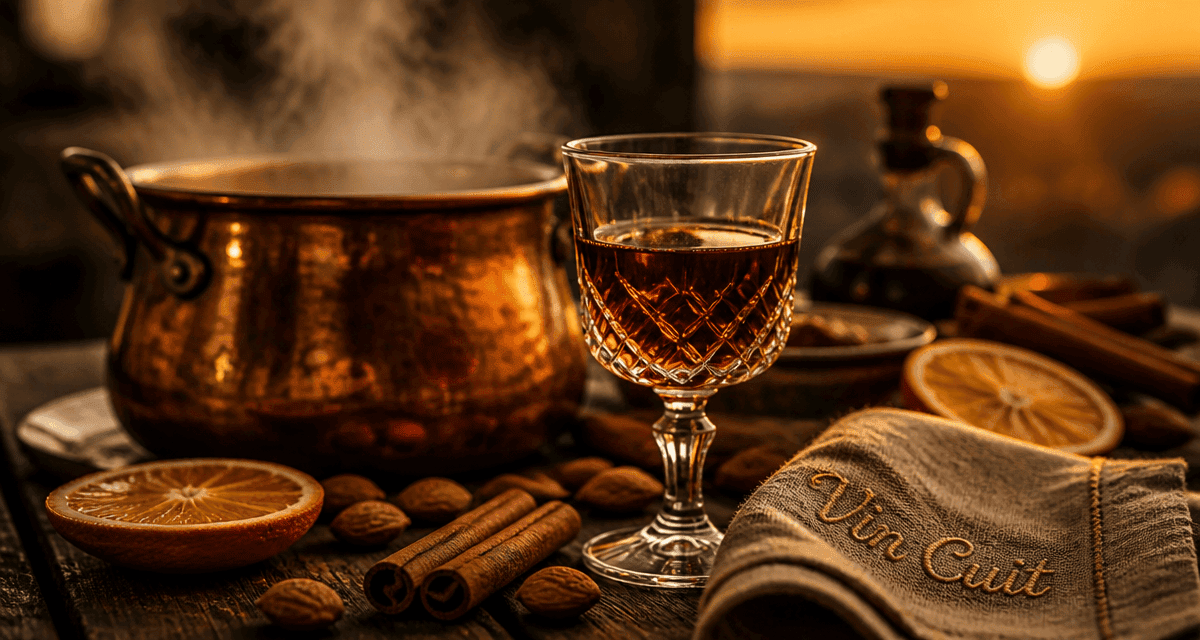 Verre de vin cuit apéritif français sur table