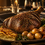 accompagnement gigot d'agneau avec légumes et gratin