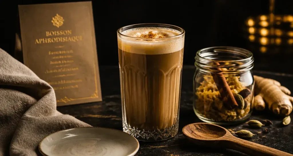 Boisson aphrodisiaque fait maison au gingembre, cannelle et cardamome