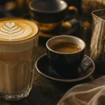 cafe au latte : micromousse onctueuse avec latte art