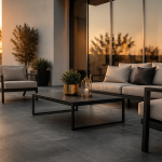 Carrelage terrasse moderne gris anthracite sur plots