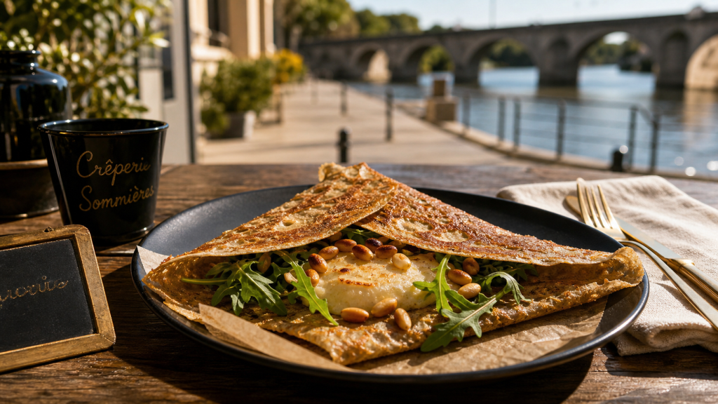 Creperie sommieres à Sommières : galette de sarrasin face au Vidourle