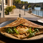Creperie sommieres à Sommières : galette de sarrasin face au Vidourle