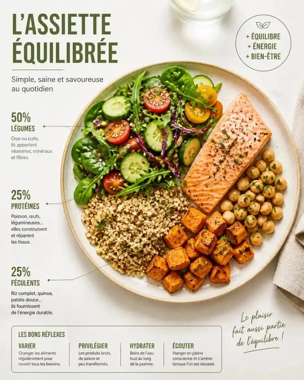 Idée de menu pour une personne : assiette équilibrée et colorée pour un repas sain en solo