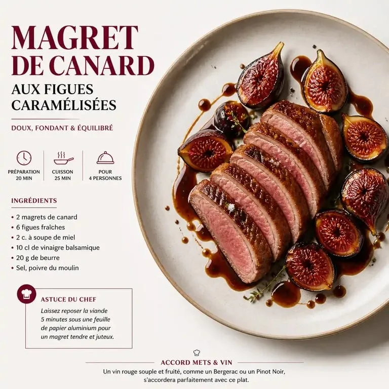 Magret de canard aux figues, spécialité culinaire du restaurant Le Montreau à Montreuil