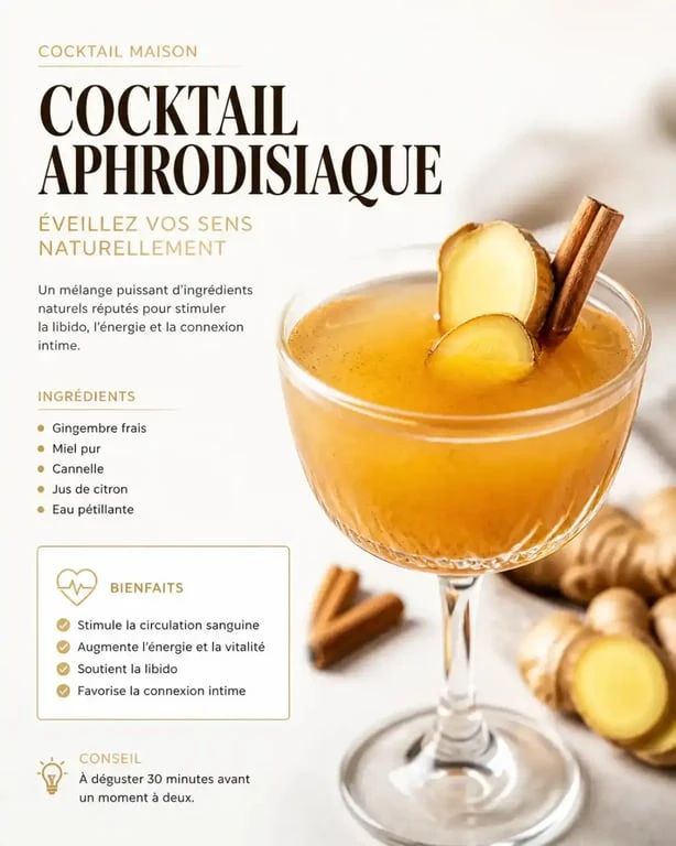 Recette de boisson aphrodisiaque fait maison dans un verre élégant
