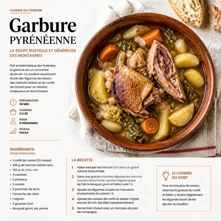 Garbure pyrénéenne traditionnelle, plat typique des restaurants à Ibos