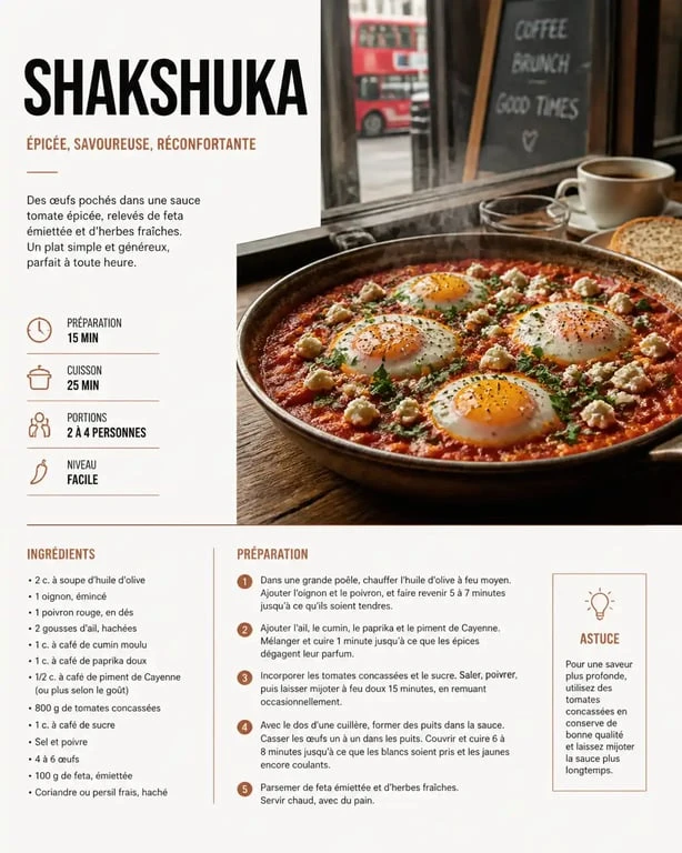 Shakshuka London Style pour un brunch à Londres