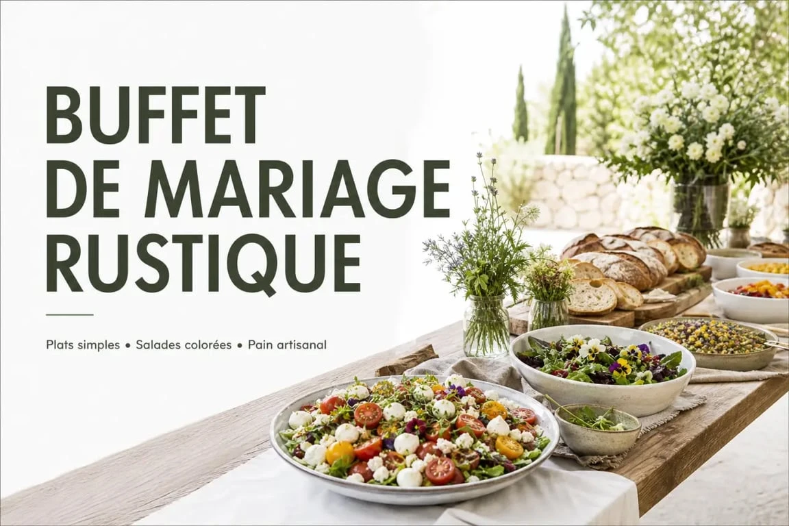 Buffet de mariage simple et pas cher avec des plats conviviaux et colorés
