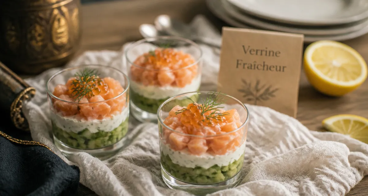 Entrées froides : verrines avocat et saumon pour buffet
