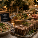 Idée repas mariage simple pas cher : buffet froid de mariage, salades et terrines