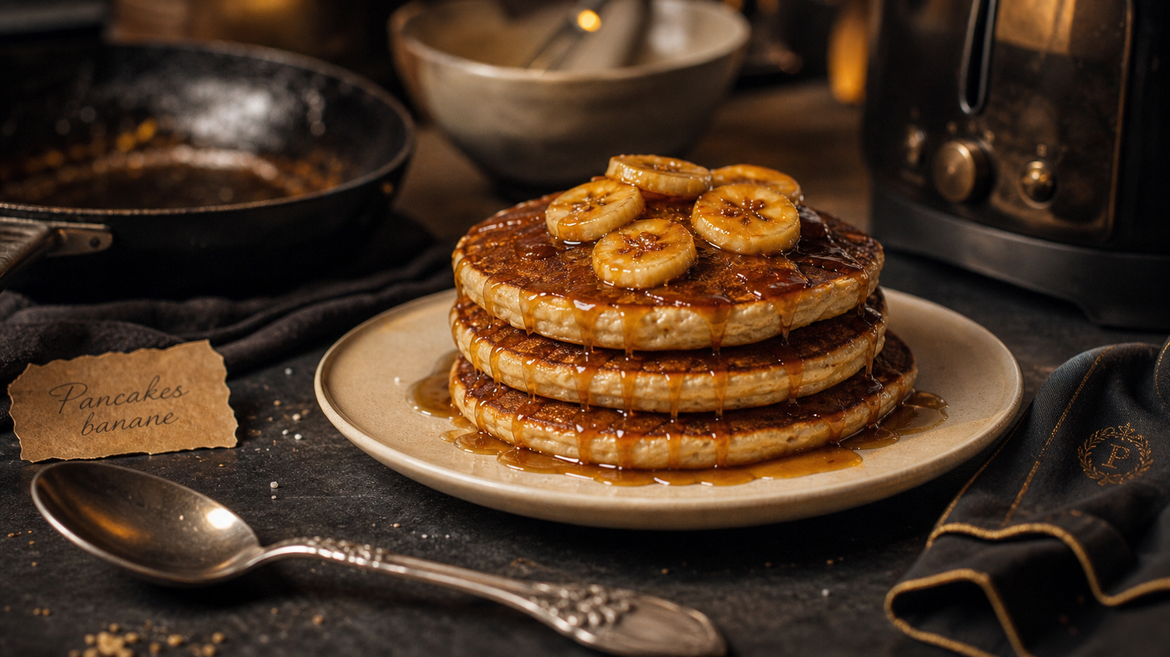 Recette pancakes cyril lignac banane, pancakes moelleux à la banane et caramel.