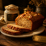 Cake aux pommes et son d'avoine recette sur table rustique