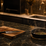 Tableau comparatif plan de travail cuisine : granit sombre, anti-rayures et anti-taches