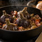 Artichaut barigoule traditionnel, cocotte en fonte, sauce brune