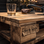 Table basse en bois de palette meuble poncée sur terrasse
