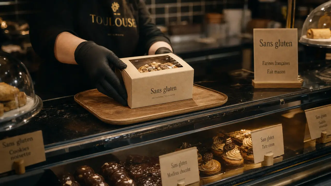 Boulangerie sans gluten à Toulouse : vitrine et pain sans gluten