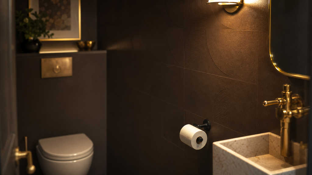 Couleur WC tendance 2024 : bleu saphir et tons terre, WC chic moderne