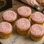 Decoration muffins : topping stable, sprinkles et disque en azyme sur 6 muffins
