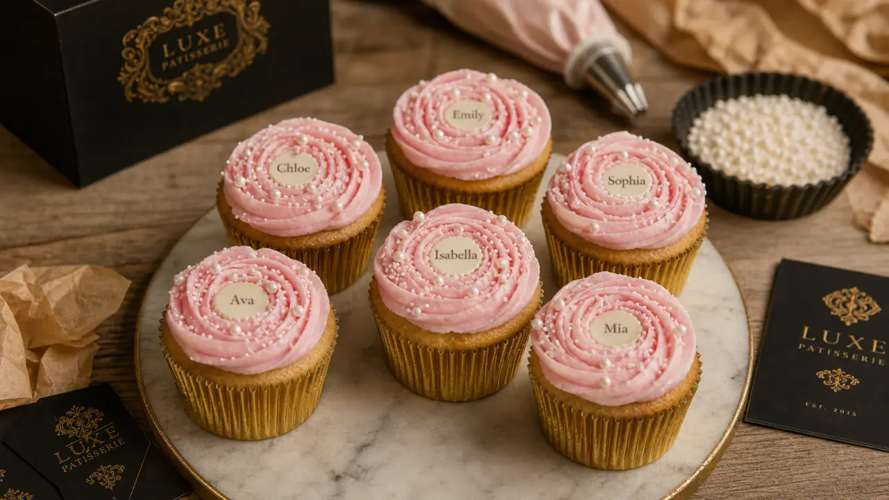 Decoration muffins : topping stable, sprinkles et disque en azyme sur 6 muffins