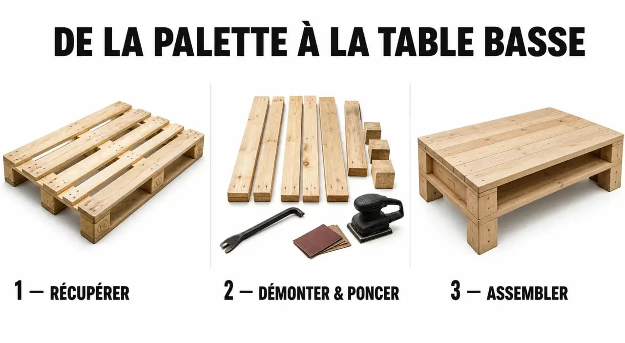 Bois de palette meuble : étapes de fabrication d’une table basse en palette