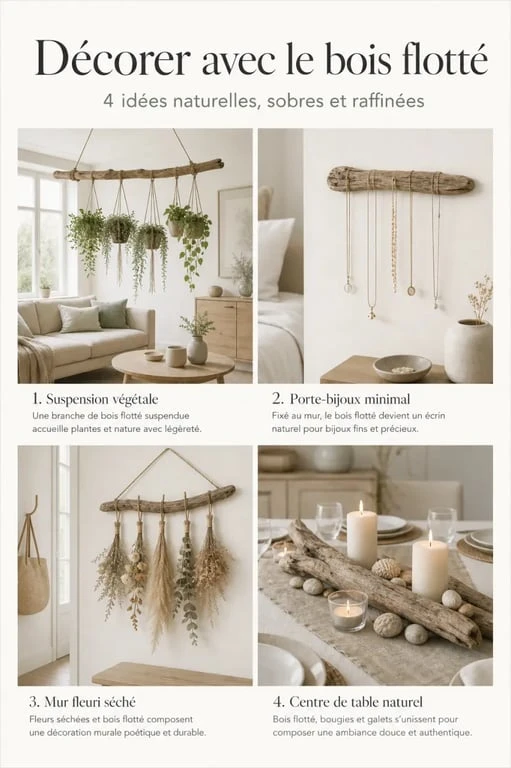 Idées déco bois flotté ambiance nature dans plusieurs pièces de la maison