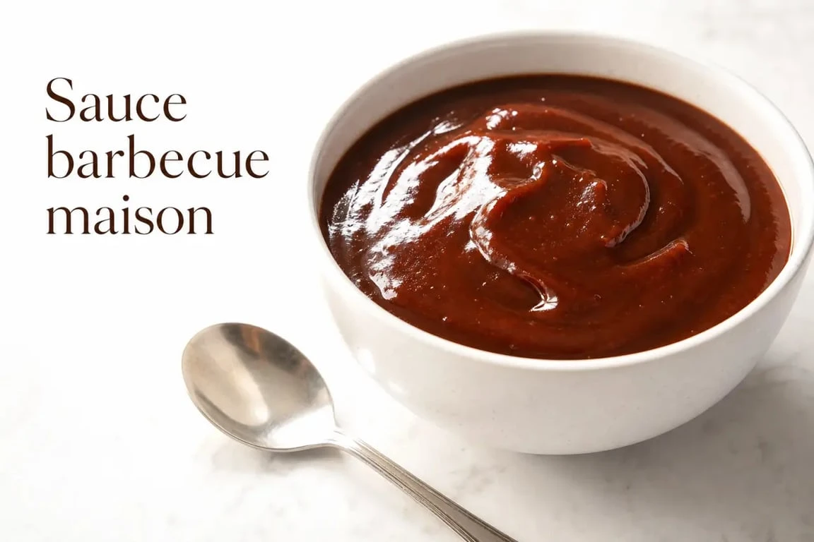 Sauce barbecue maison onctueuse et brillante dans un bol, idéale pour accompagner des grillades.