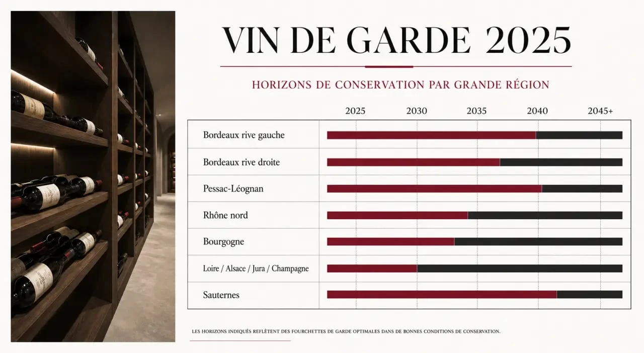 Vin de garde 2025 : visuel comparatif des régions et horizons de garde