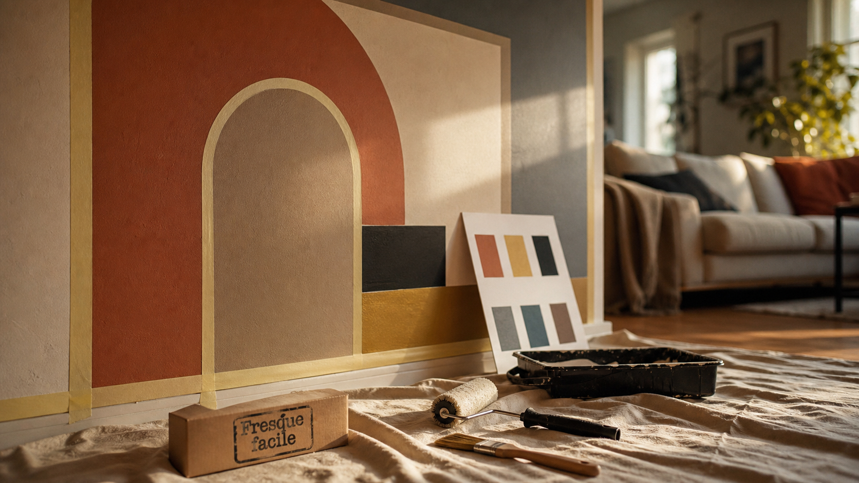 Fresque murale facile à faire : ruban de masquage, couleurs sans bavures