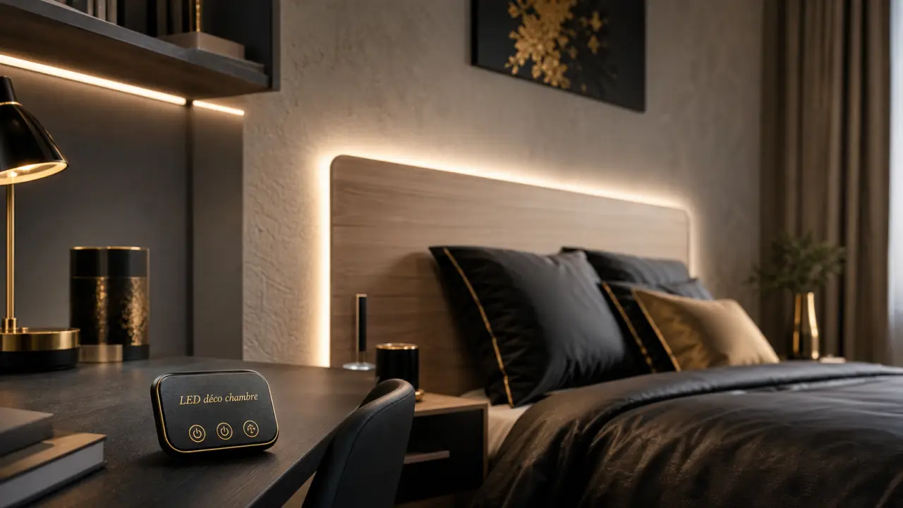 led déco chambre : ruban LED RGBW sous lit, lumière chaude