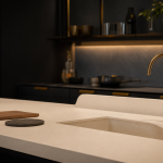 Plan de travail en corian avec joints invisibles, entretien simple et chaleur à surveiller