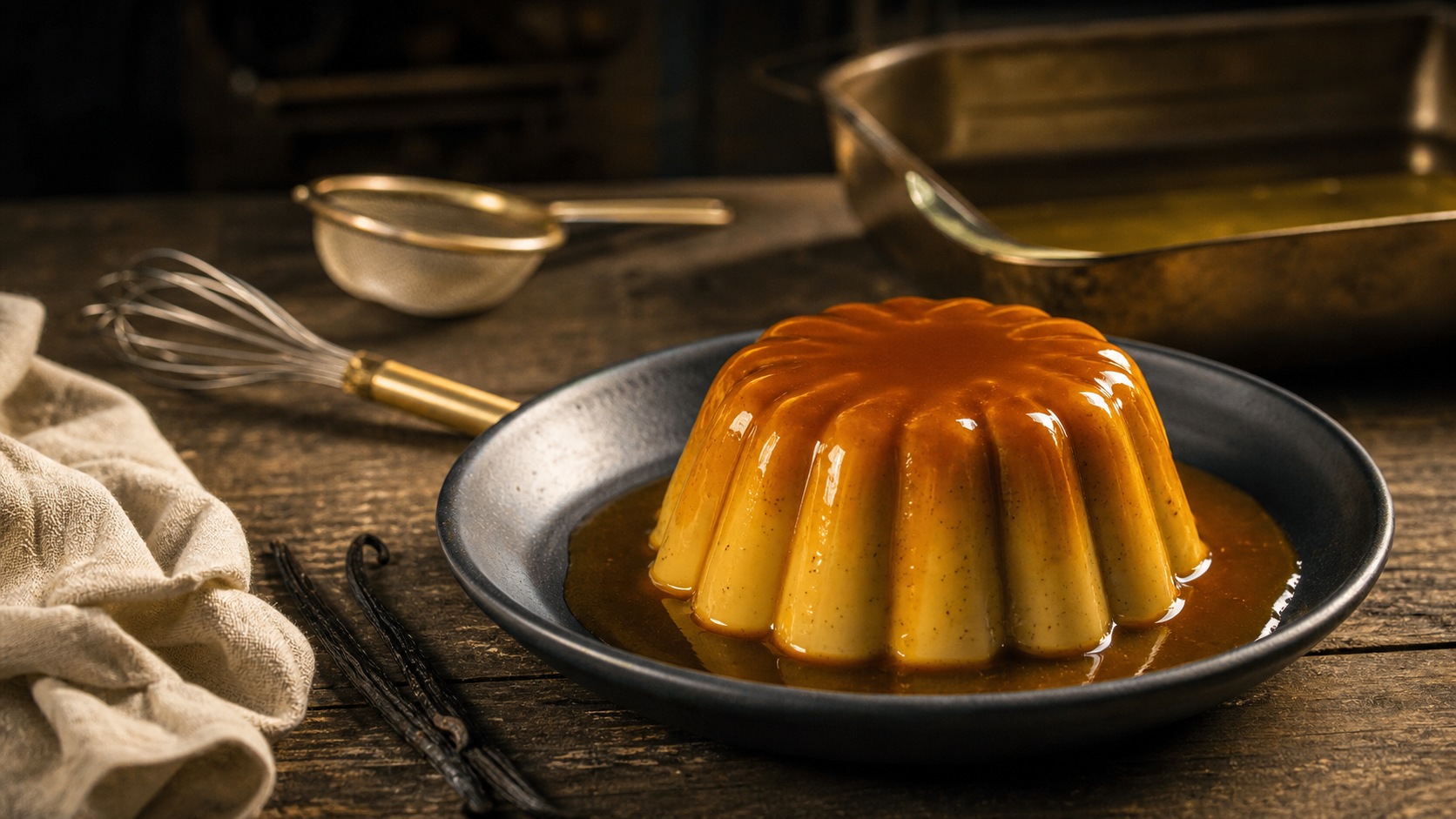 Recette crème caramel grand-mère, crème caramel démoulée avec nappage ambré