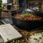 Repas pas cher pour 12 personnes : cocotte de chili sin carne et riz