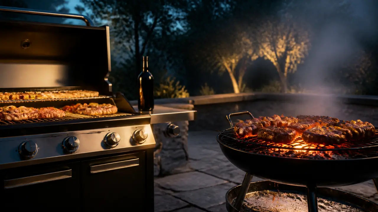 Barbecue gaz ou charbon : grilles et braises fumées