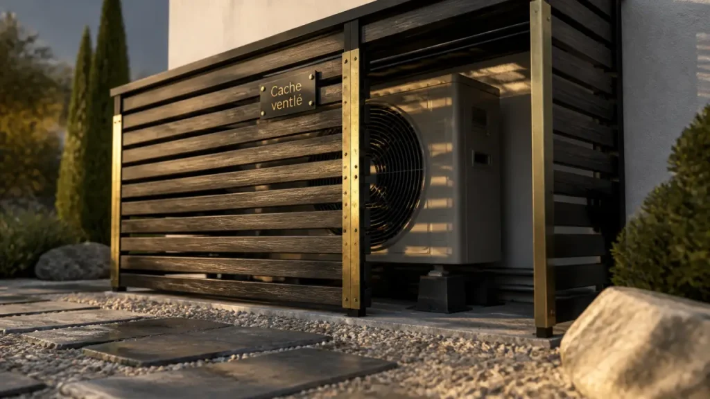 Cache ventilé pour cacher pompe à chaleur sans bloquer l’air