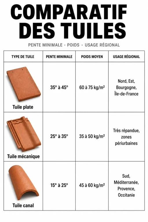 Comparatif des types de tuiles pour toiture : tuile plate, mécanique et canal