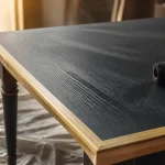 Peindre une table bois : plateau laqué, ruban de masquage et ponçage