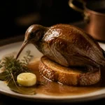 Recette becasse rôtie au four, sauce au jus sur pain de campagne