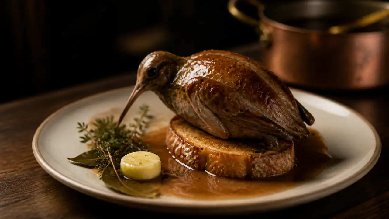 Recette becasse rôtie au four, sauce au jus sur pain de campagne