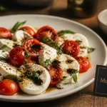 Salade mozzarella tomate caprese juteuse, tomates et mozzarella bien égouttées