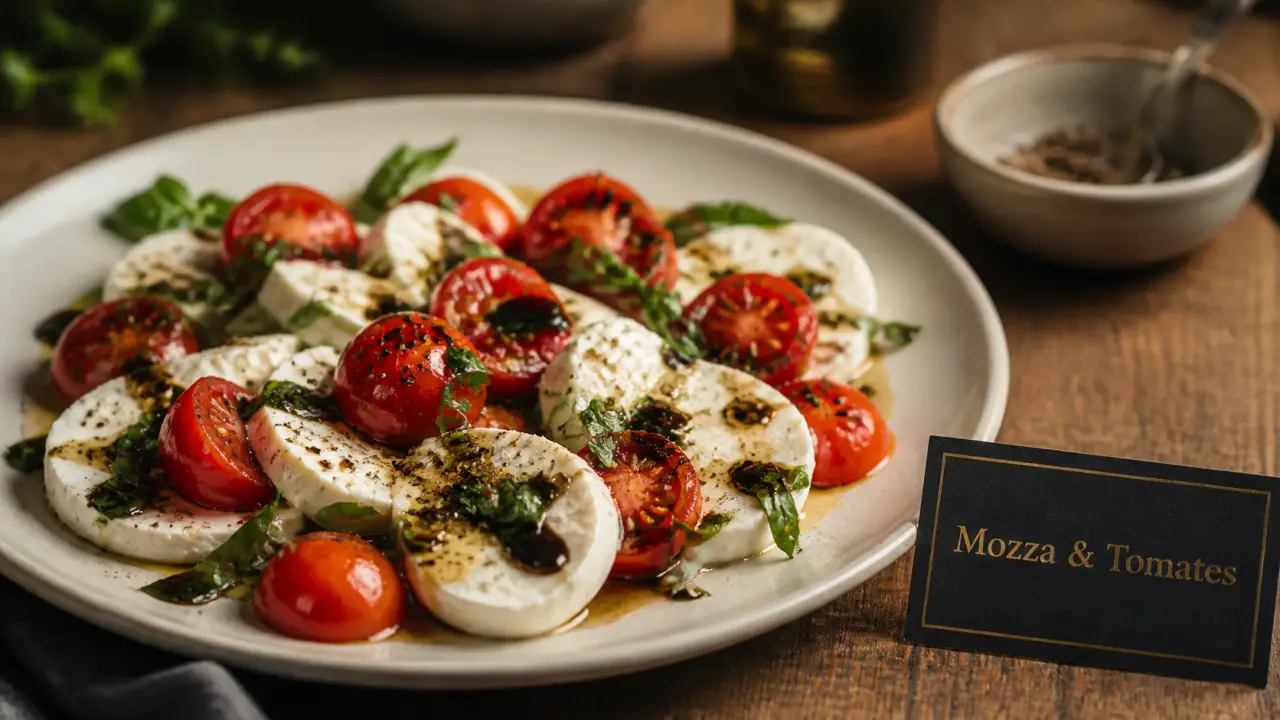 Salade mozzarella tomate caprese juteuse, tomates et mozzarella bien égouttées