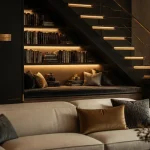 Aménagement sous escalier ouvert : coin lecture sous escalier