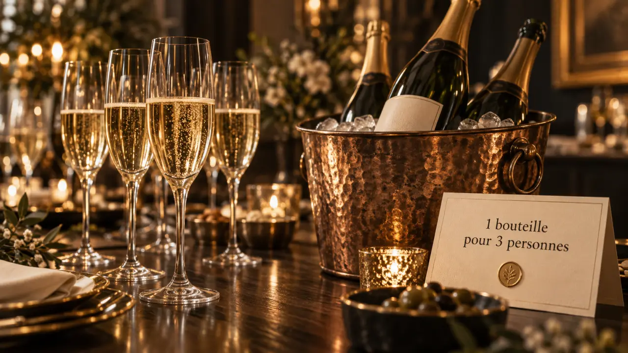 Combien de champagne par personne : 2 coupes à l’apéritif et 1 bouteille pour 3 au repas