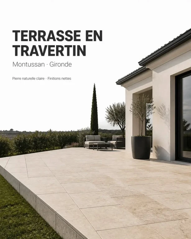 Exemple de fournisseur de pierres naturelles à Montussan pour une terrasse en travertin